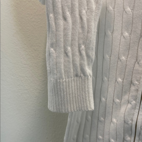 Tommy Hilfiger White Mockneck Zip-Up Cable Knit Cardigan Size: L - Picture 8 of 12